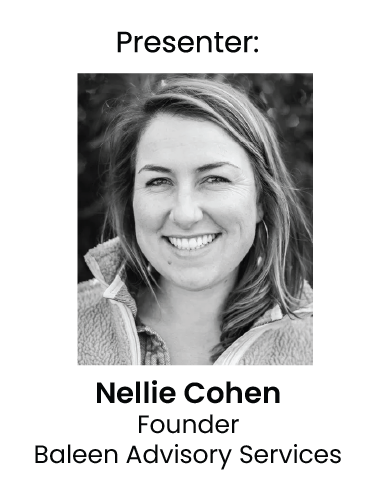 Presenter: Nellie Cohen, Founder, Baleen Advisory Services